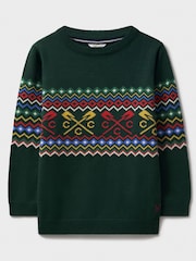 Crew Clothing Company Green Crossed Oars Fairisle Pattern Jumper - Image 1 of 3