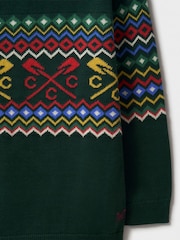 Crew Clothing Company Green Crossed Oars Fairisle Pattern Jumper - Image 3 of 3