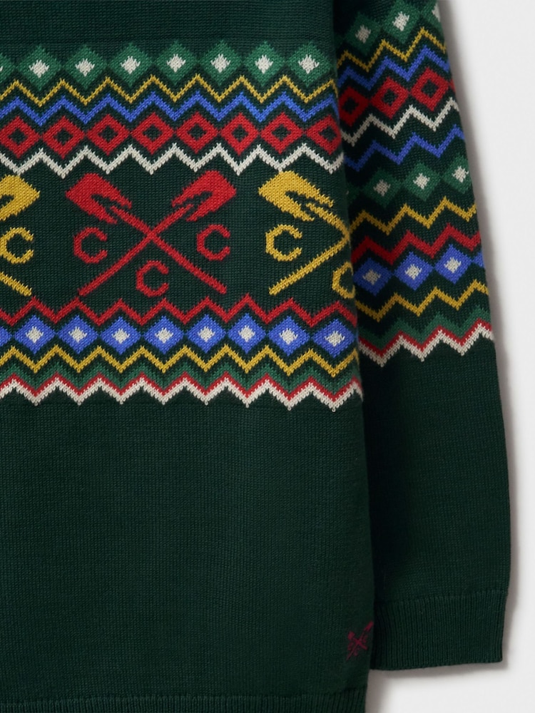 Crew Clothing Company Green Crossed Oars Fairisle Pattern Jumper - Image 3 of 3