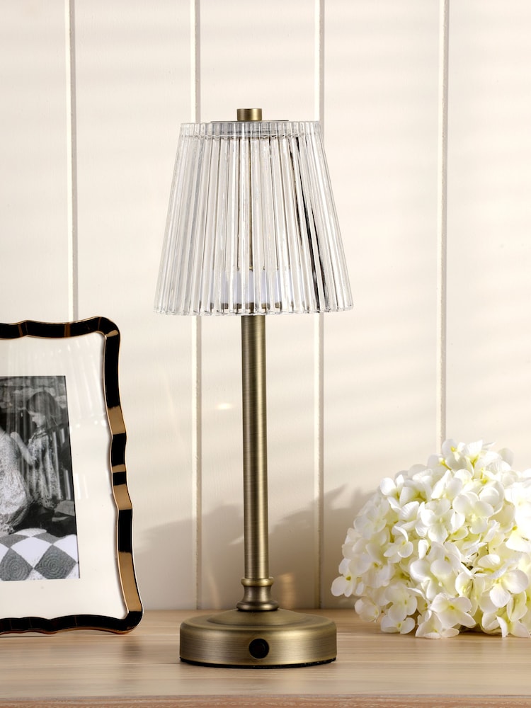Laura Ashley Matt Antique Brass Callaghan Rechargeable Table Lamp - Image 2 of 6
