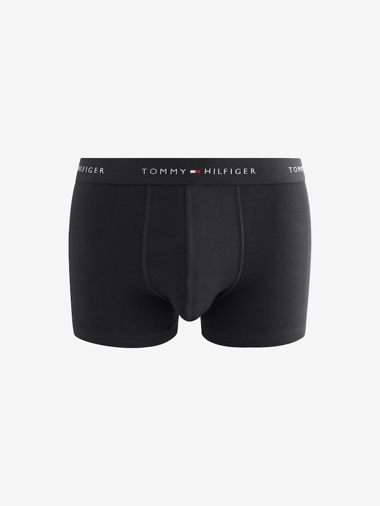 Tommy Hilfiger Black Essential Logo Waistband Trunks 3 Pack - Image 6 of 7