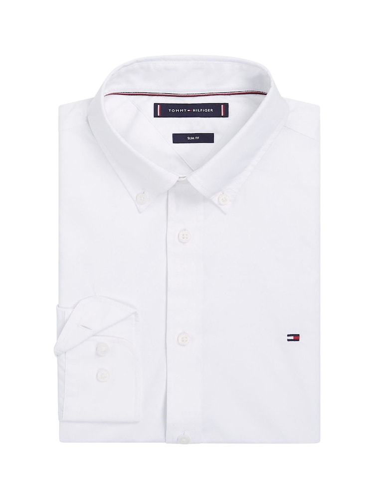 Tommy Hilfiger Slim Fit Button Down Collar Poplin Shirt - Изображение 8 из 8