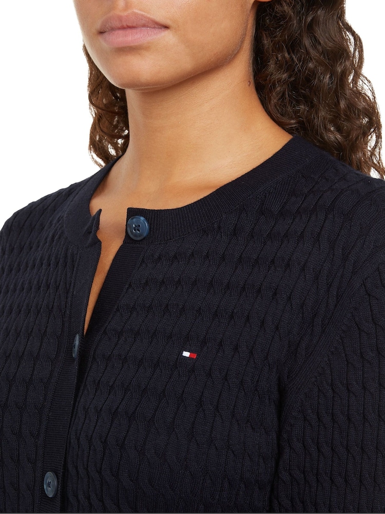 Tommy Hilfiger Blue Cable Knit Cardigan - Image 2 of 4