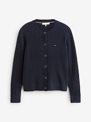 Tommy Hilfiger Blue Cable Knit Cardigan - Image 4 of 4