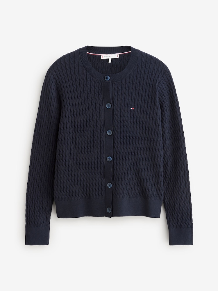 Tommy Hilfiger Blue Cable Knit Cardigan - Image 4 of 4