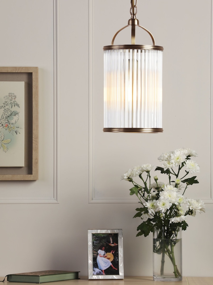 Laura Ashley Matt Antique Brass Sutton 1 Light Pendant Ceiling Light - Image 1 of 6
