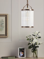 Laura Ashley Matt Antique Brass Sutton 1 Light Pendant Ceiling Light - Image 2 of 6