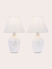 Laura Ashley White Pussywillow Twin Pack Table Lamp - Image 2 of 6