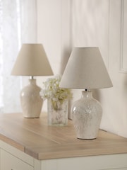 Laura Ashley White Pussywillow Twin Pack Table Lamp - Image 3 of 6