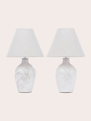 Laura Ashley White Pussywillow Twin Pack Table Lamp - Image 4 of 6