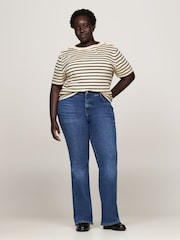 Tommy Hilfiger Nude Curve Boat Neck 100% Cotton T-Shirt - Image 1 of 5