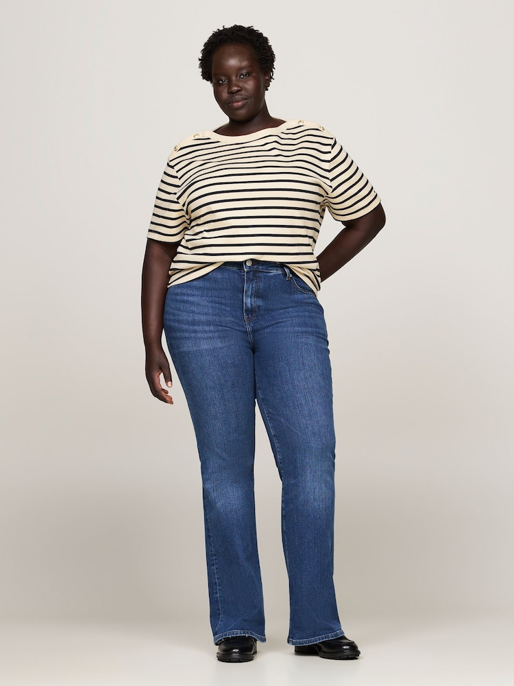 Tommy Hilfiger Nude Curve Boat Neck 100% Cotton T-Shirt - Image 1 of 5