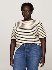 Tommy Hilfiger Nude Curve Boat Neck 100% Cotton T-Shirt - Image 4 of 5