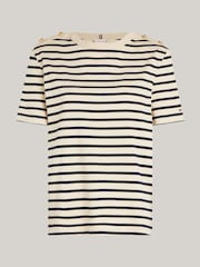 Tommy Hilfiger Nude Curve Boat Neck 100% Cotton T-Shirt - Image 5 of 5