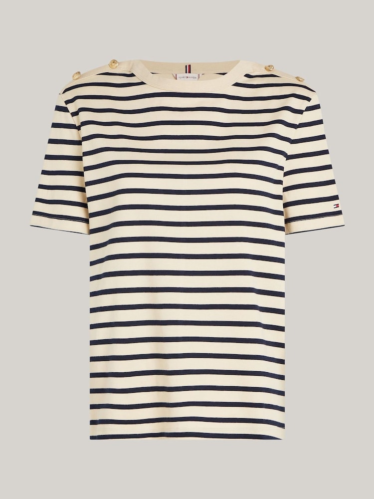 Tommy Hilfiger Nude Curve Boat Neck 100% Cotton T-Shirt - Image 5 of 5