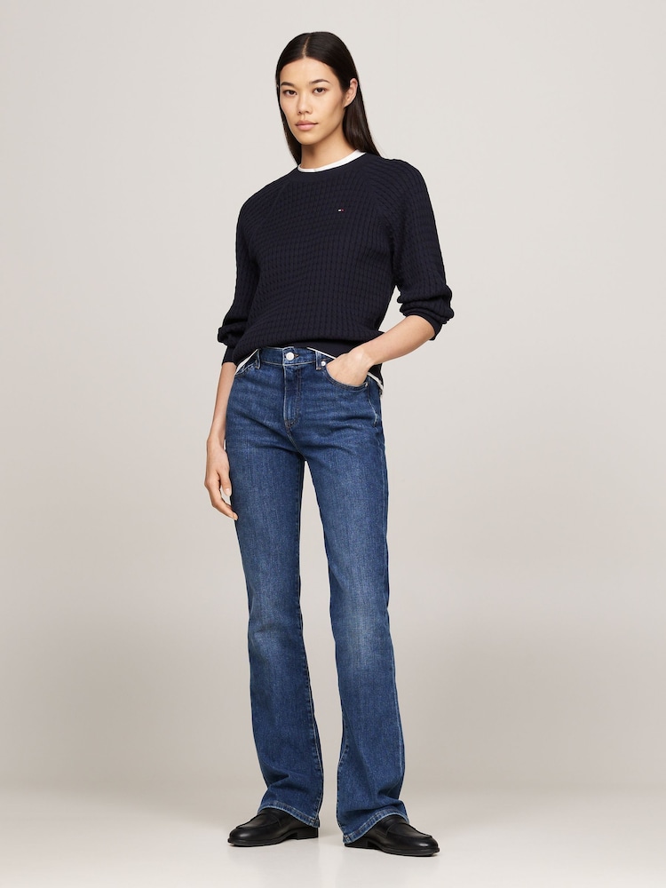 Tommy Hilfiger Blue Mini Cable Knit Relaxed 100%  Cotton Jumper - Image 1 of 7