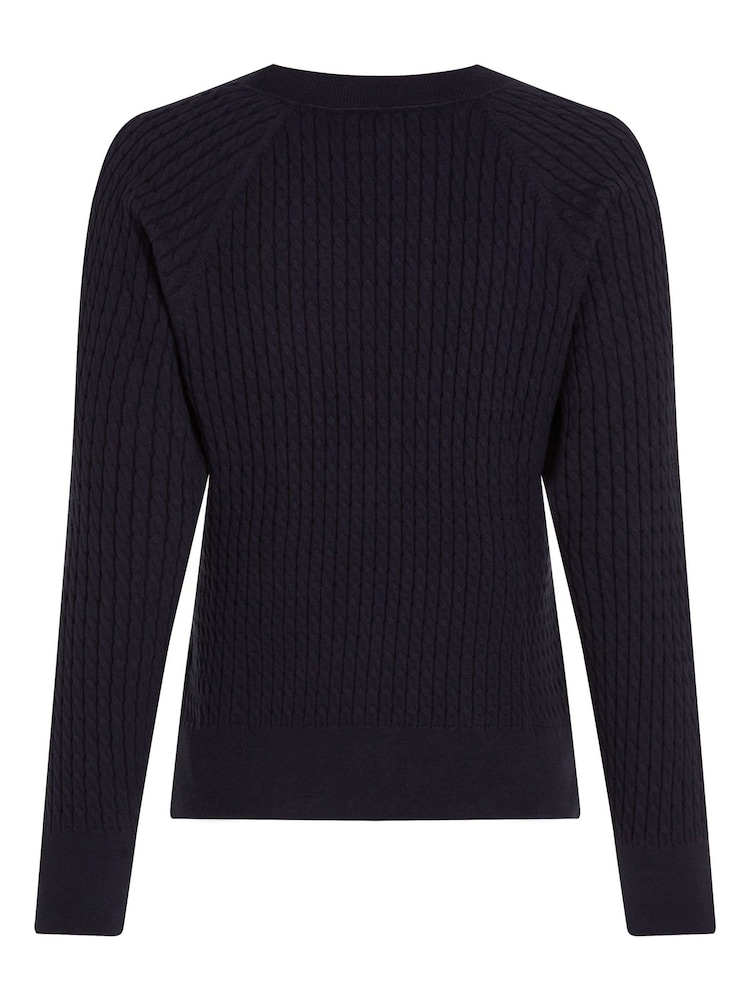 Tommy Hilfiger Blue Mini Cable Knit Relaxed 100%  Cotton Jumper - Image 5 of 7