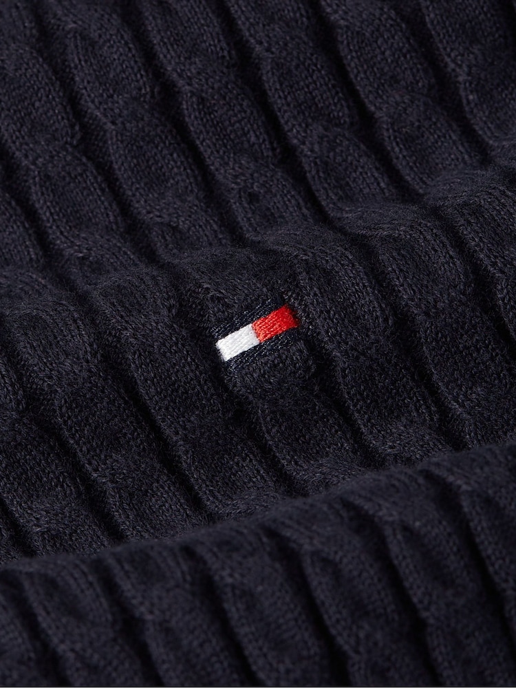 Tommy Hilfiger Blue Mini Cable Knit Relaxed 100%  Cotton Jumper - Image 7 of 7