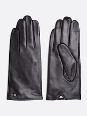 Tommy Hilfiger Black Essential Enamel Flag Leather Gloves - Image 1 of 3