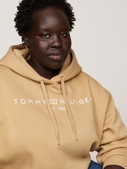 Tommy Hilfiger Brown Curve Logo Embroidery Hoodie - Image 3 of 5