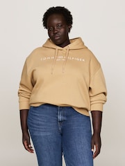 Tommy Hilfiger Brown Curve Logo Embroidery Hoodie - Image 4 of 5