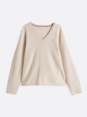 Tommy Hilfiger Nude Pure Wool V-Neck Jumper - Image 1 of 1