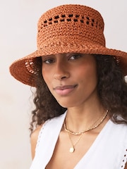 Rust Brown Crochet Bucket Hat - Image 1 of 6
