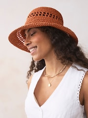 Rust Brown Crochet Bucket Hat - Image 2 of 6