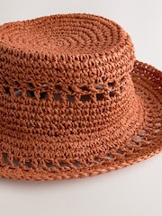 Rust Brown Crochet Bucket Hat - Image 5 of 6