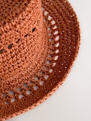 Rust Brown Crochet Bucket Hat - Image 6 of 6