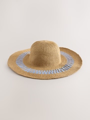 Natural/Blue Wide Brim Hat - Image 5 of 7