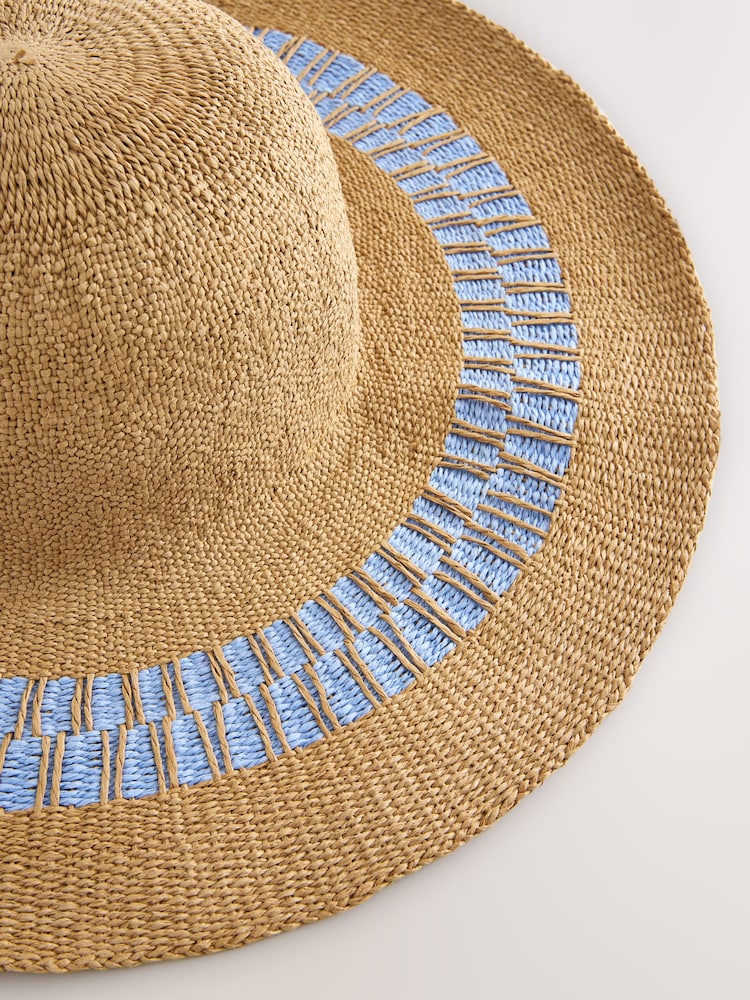 Fantasy Huge Brim Sun Hat Buy Natural/Blue Wide Brim Hat From The