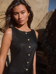 Black 100% Linen Shift Dress - Image 6 of 10