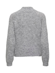JDY Grey High Neck Bow Knitted Jumper - Image 7 of 7