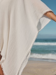 White Double Cloth 100% Cotton Cover-Up - Image 6 of 9