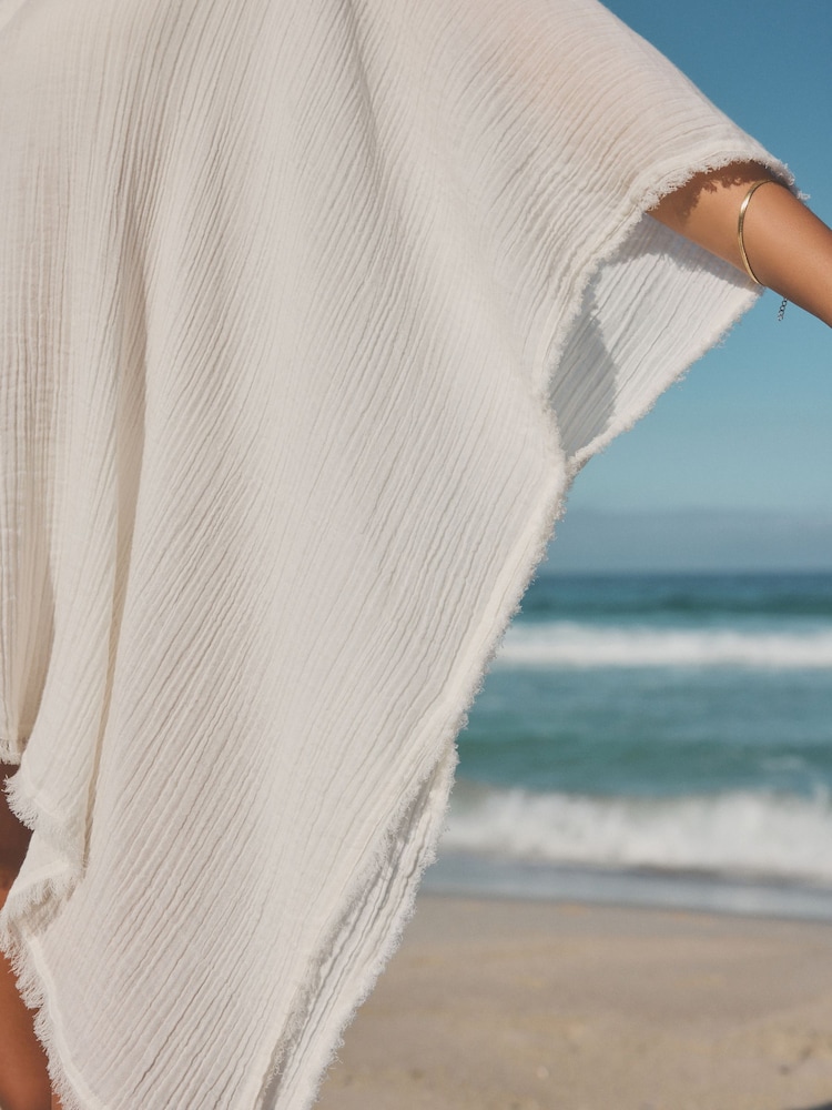 White Double Cloth 100% Cotton Cover-Up - Image 6 of 9