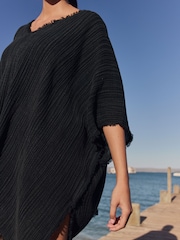 Black Double Cloth 100% Cotton Cover-Up - Image 4 of 8