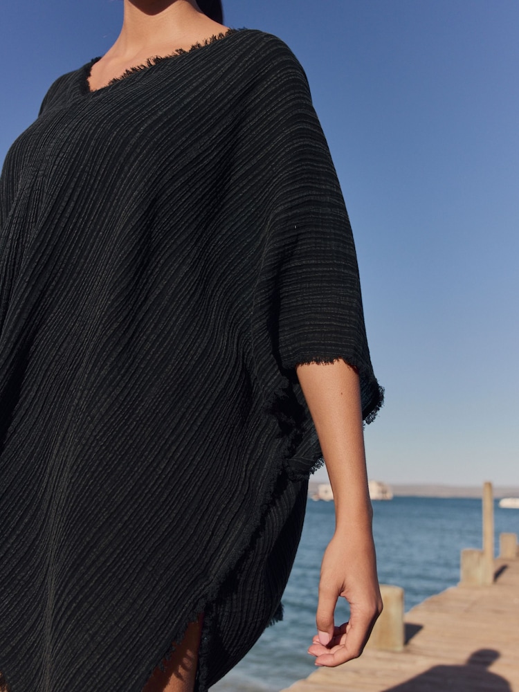 Black Double Cloth 100% Cotton Cover-Up - Image 4 of 8