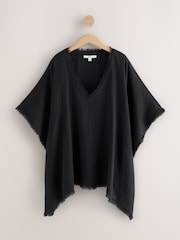 Black Double Cloth 100% Cotton Cover-Up - Image 6 of 8