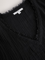Black Double Cloth 100% Cotton Cover-Up - Image 7 of 8