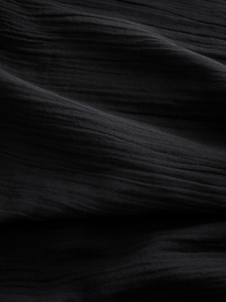 Black Double Cloth 100% Cotton Cover-Up - Image 8 of 8