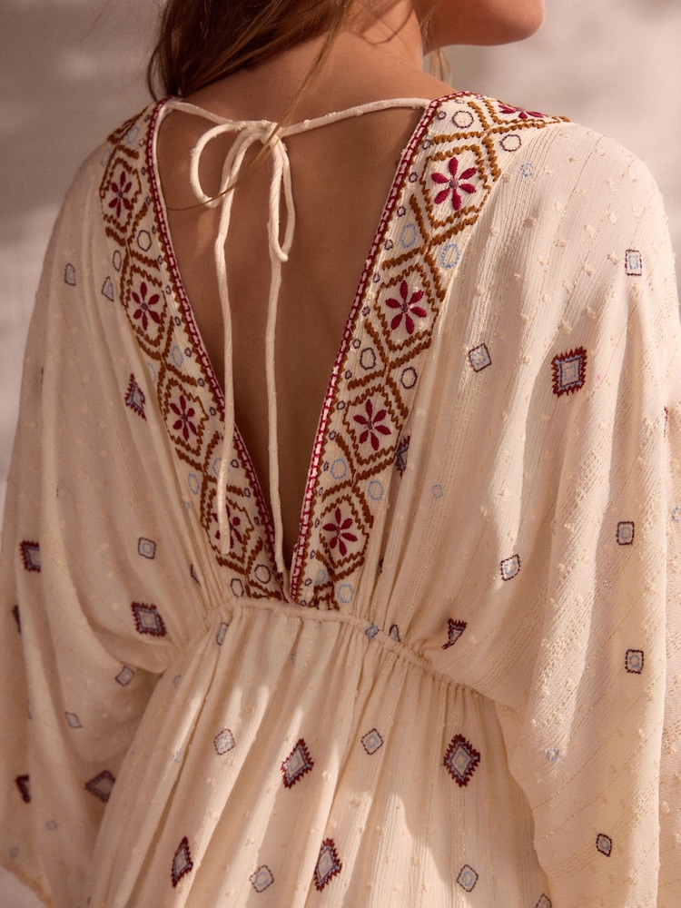 Beaded - Tie Front Maxi Length Kimono - Imagen 8 de 8