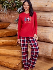 Threadbare Red 100% Cotton Long Sleeve Christmas Check Pyjama Set - Image 1 of 4