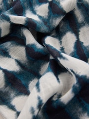 Navy Tie Dye Print Longline Tie Waist Kimono Cover-Up - Image 7 of 8