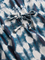 Navy Tie Dye Print Longline Tie Waist Kimono Cover-Up - Image 8 of 8