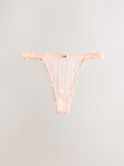 self. Pink Thong Pointelle Knickers - Image 5 of 7