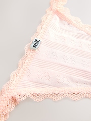 self. Pink Thong Pointelle Knickers - Image 6 of 7