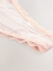 self. Pink Thong Pointelle Knickers - Image 7 of 7
