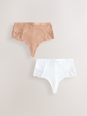 White/Praline Nude Tummy Control Light Shaping High Waist Thongs 2 Pack - Image 11 of 15