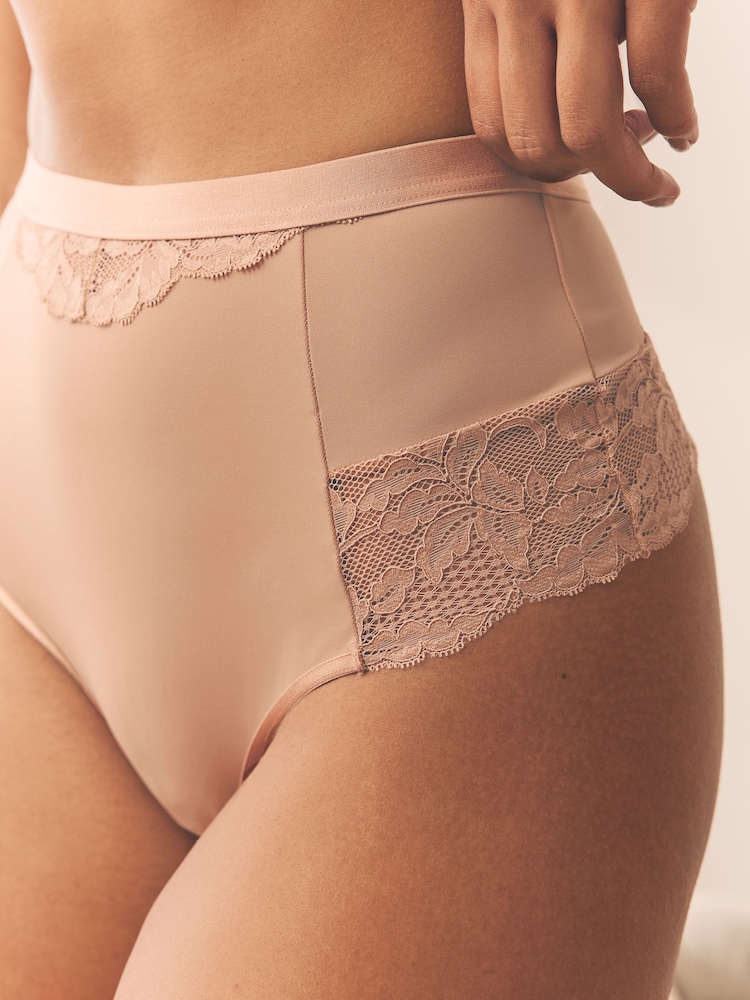 White/Praline Nude Tummy Control Light Shaping High Waist Thongs 2 Pack - Image 5 of 5
